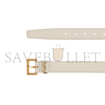 YSL CASSANDRE BELT WITH SQUARE BUCKLE IN SHINY BOX SAINT LAURENT LEATHER 634437BOO0W9207